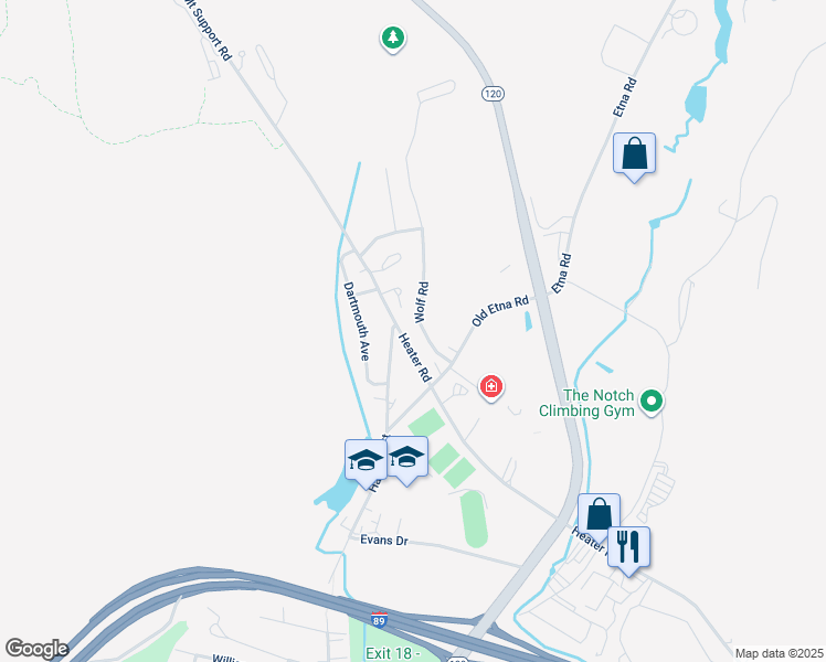 map of restaurants, bars, coffee shops, grocery stores, and more near 15 Wolf Road in Lebanon