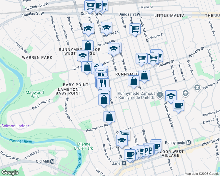 map of restaurants, bars, coffee shops, grocery stores, and more near 487 Armadale Avenue in Toronto
