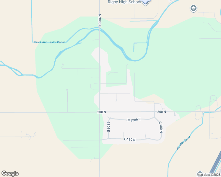 map of restaurants, bars, coffee shops, grocery stores, and more near 3809 E 214 N in Rigby