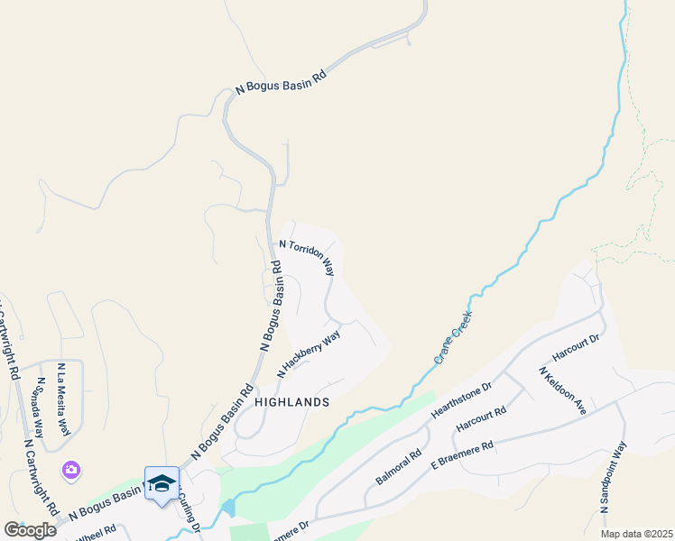 map of restaurants, bars, coffee shops, grocery stores, and more near 4536 North Torridon Way in Boise