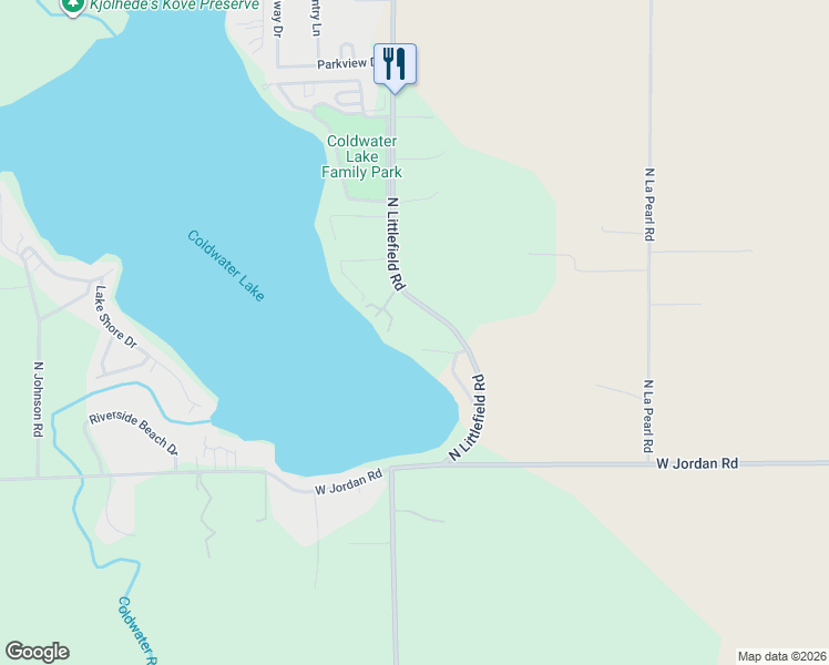 map of restaurants, bars, coffee shops, grocery stores, and more near 1269 North Littlefield Road in Weidman