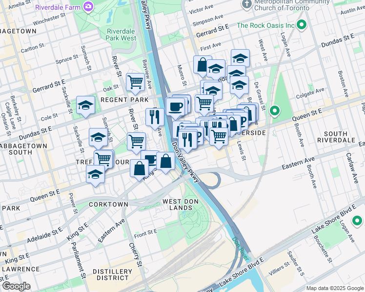 map of restaurants, bars, coffee shops, grocery stores, and more near 9 Davies Avenue in Toronto