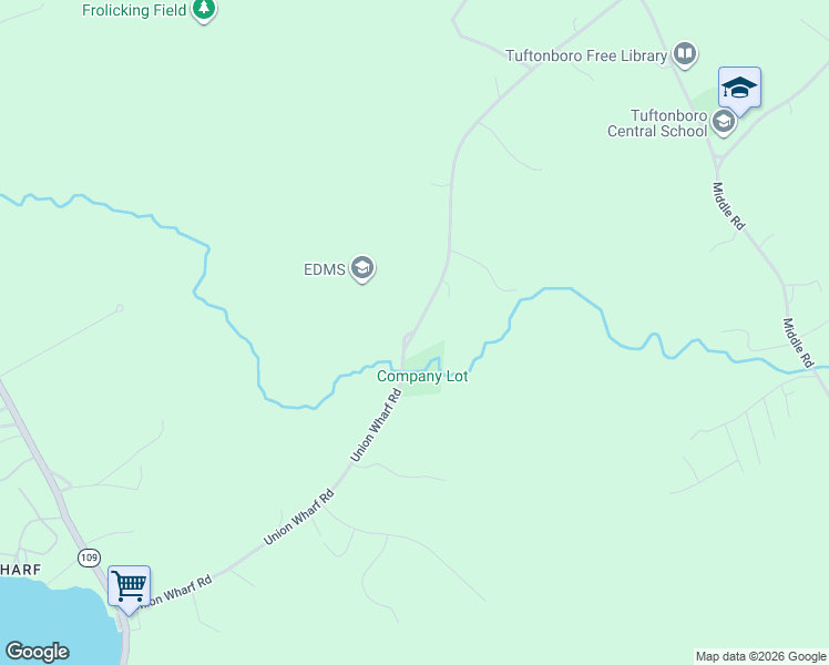 map of restaurants, bars, coffee shops, grocery stores, and more near Union Wharf Road in Tuftonboro