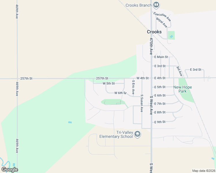 map of restaurants, bars, coffee shops, grocery stores, and more near 424 W 5th St in Crooks