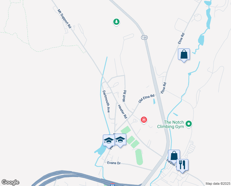 map of restaurants, bars, coffee shops, grocery stores, and more near 3 Placid Square in Lebanon