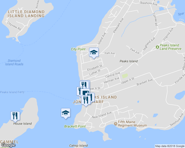 map of restaurants, bars, coffee shops, grocery stores, and more near 21 Luther Street in Portland