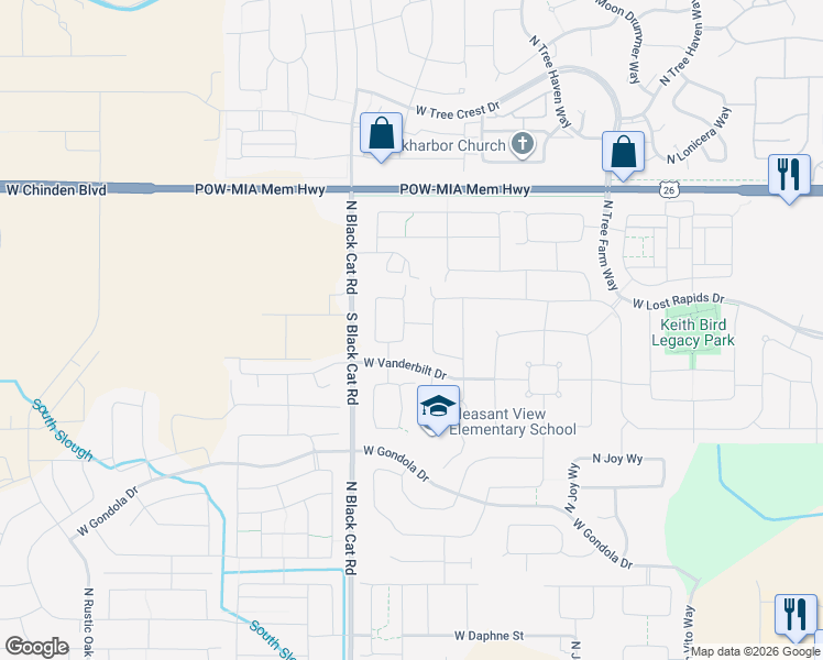 map of restaurants, bars, coffee shops, grocery stores, and more near 5974 North Eynsford Avenue in Meridian