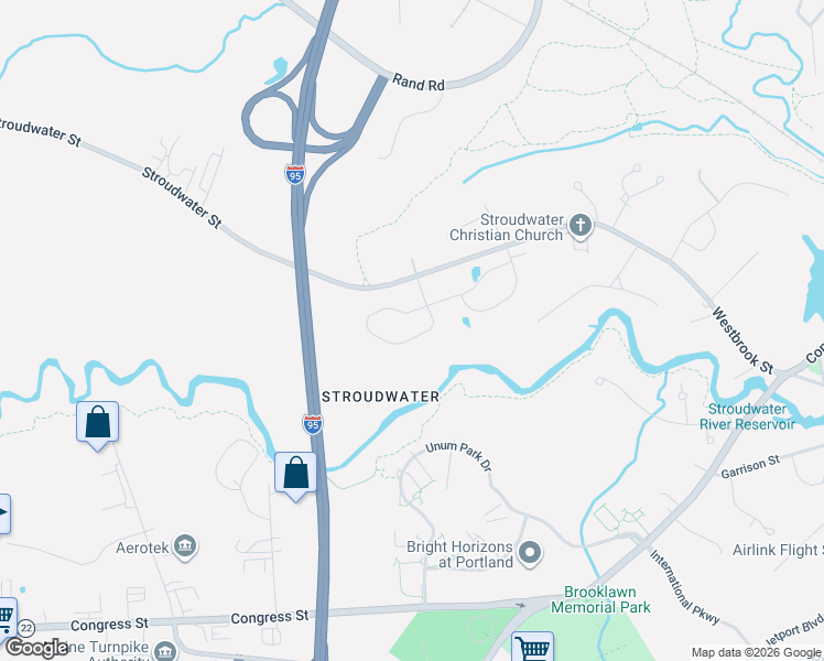 map of restaurants, bars, coffee shops, grocery stores, and more near 1666 Westbrook Street in Portland