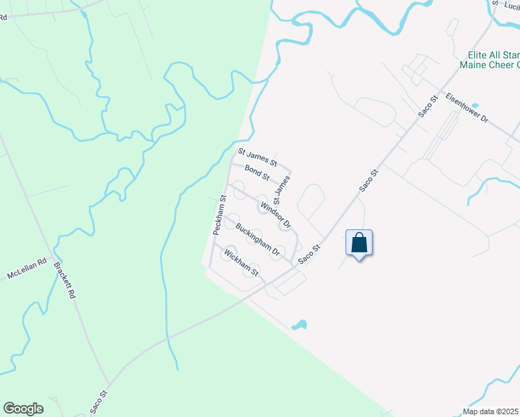 map of restaurants, bars, coffee shops, grocery stores, and more near 25 Windsor Avenue in Westbrook