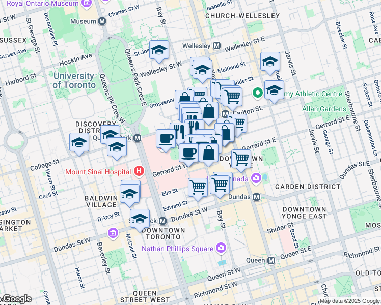 map of restaurants, bars, coffee shops, grocery stores, and more near 6 Laplante Avenue in Toronto