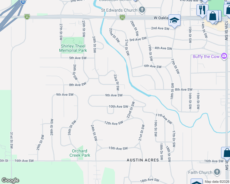 map of restaurants, bars, coffee shops, grocery stores, and more near 903 23rd Street Southwest in Austin