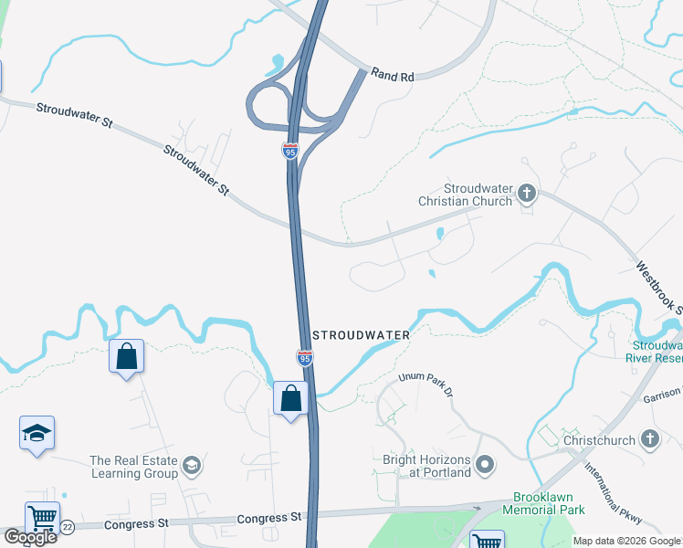 map of restaurants, bars, coffee shops, grocery stores, and more near Maine Turnpike in Portland