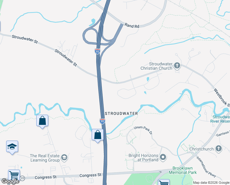 map of restaurants, bars, coffee shops, grocery stores, and more near Maine Turnpike in Portland