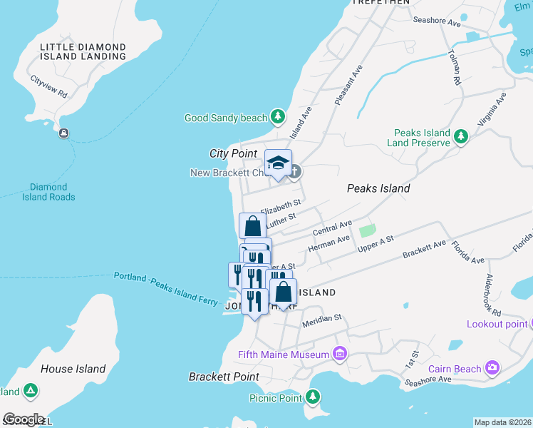 map of restaurants, bars, coffee shops, grocery stores, and more near 21 Luther Street in Portland