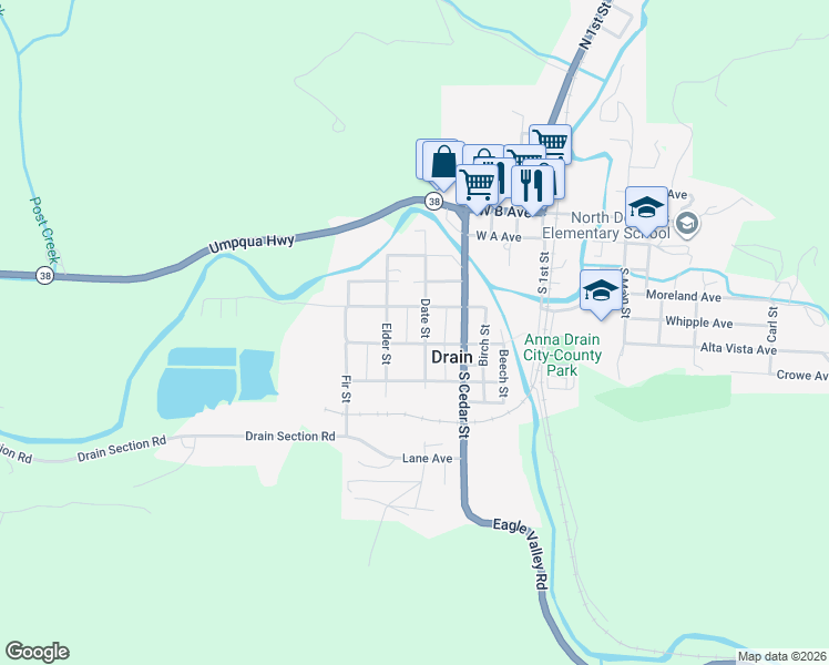map of restaurants, bars, coffee shops, grocery stores, and more near 441 Payton Avenue in Drain