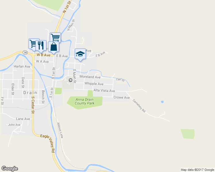 map of restaurants, bars, coffee shops, grocery stores, and more near 565 Whipple Avenue in Drain