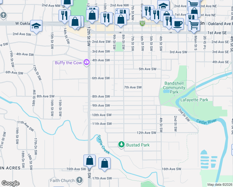 map of restaurants, bars, coffee shops, grocery stores, and more near 1009 8th Avenue Southwest in Austin