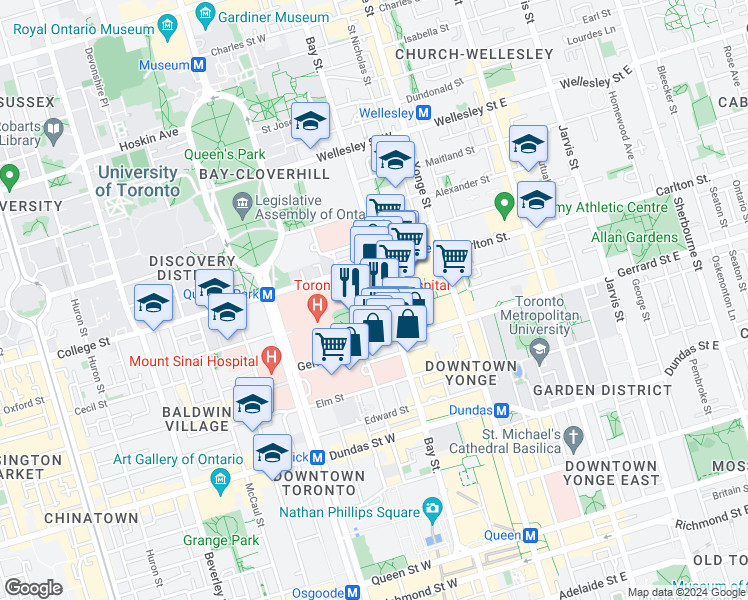 map of restaurants, bars, coffee shops, grocery stores, and more near 6-10 Laplante Avenue in Toronto