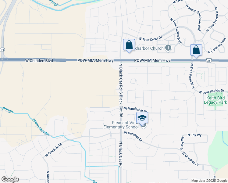 map of restaurants, bars, coffee shops, grocery stores, and more near 5961 North Exeter Avenue in Meridian