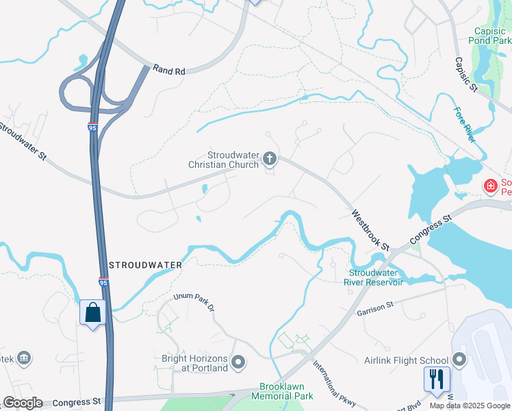 map of restaurants, bars, coffee shops, grocery stores, and more near 89 Partridge Circle in Portland