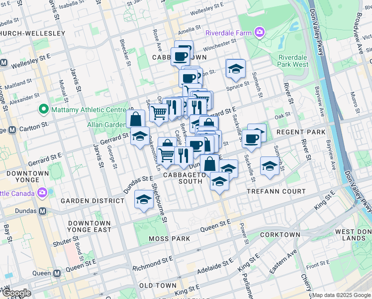 map of restaurants, bars, coffee shops, grocery stores, and more near 298 Berkeley Street in Toronto