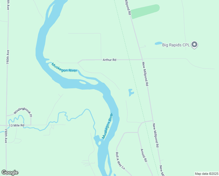 map of restaurants, bars, coffee shops, grocery stores, and more near 13325 Donna Road in Big Rapids