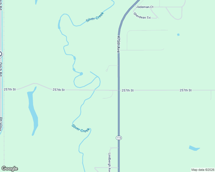 map of restaurants, bars, coffee shops, grocery stores, and more near 47494 257th Street in Renner