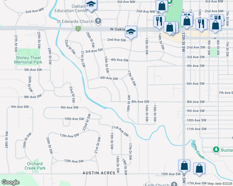 map of restaurants, bars, coffee shops, grocery stores, and more near 803 19th Street Southwest in Austin