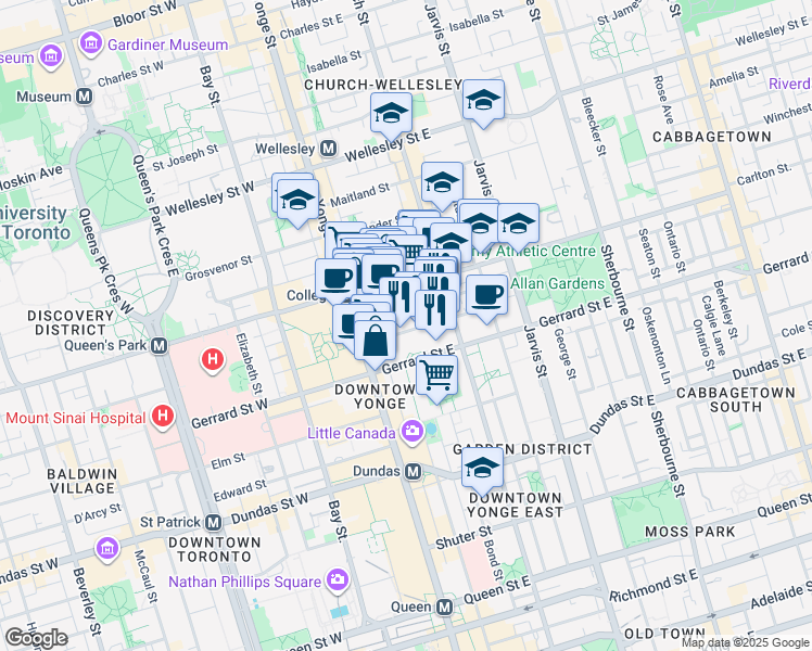 map of restaurants, bars, coffee shops, grocery stores, and more near 48 McGill Street in Toronto