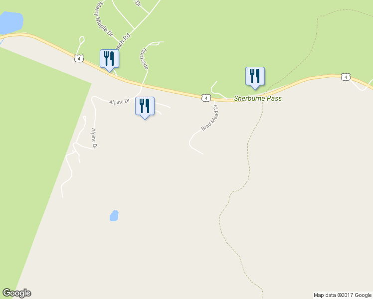 map of restaurants, bars, coffee shops, grocery stores, and more near 258 Brad Mead Drive in Killington