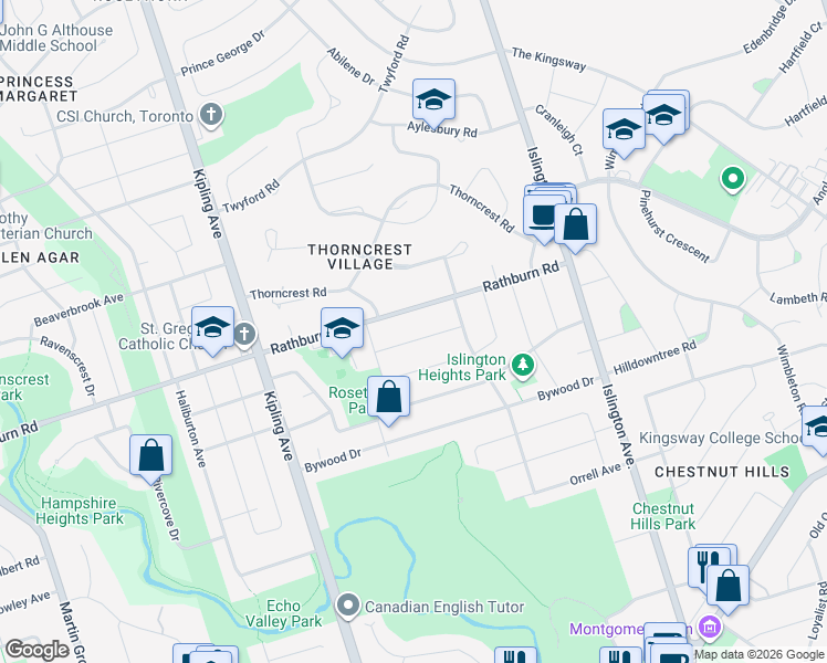 map of restaurants, bars, coffee shops, grocery stores, and more near in Toronto