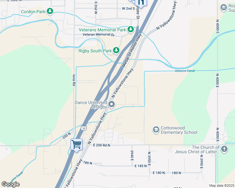 map of restaurants, bars, coffee shops, grocery stores, and more near 236 N Yellowstone Hwy in Rigby