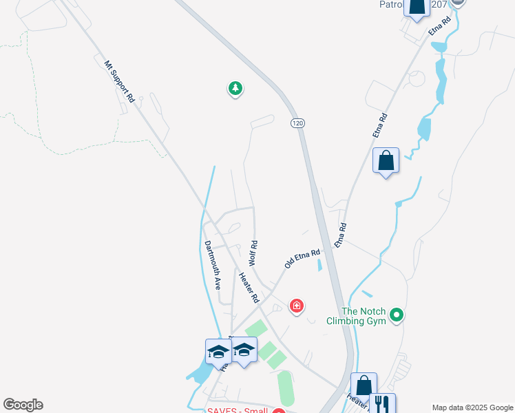 map of restaurants, bars, coffee shops, grocery stores, and more near 30 Wolf Road in Lebanon