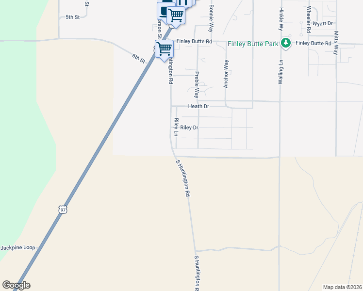 map of restaurants, bars, coffee shops, grocery stores, and more near 16424 Bassett Road in La Pine