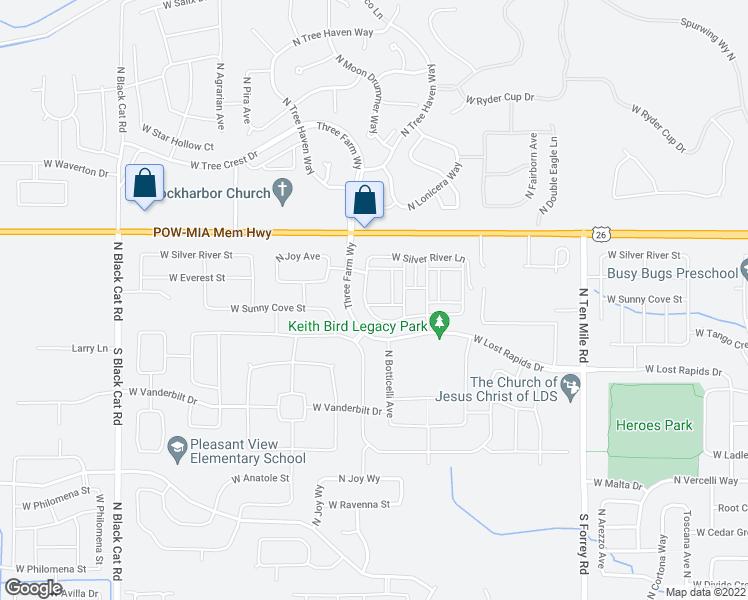 map of restaurants, bars, coffee shops, grocery stores, and more near 6178 North Bolsena Lane in Meridian