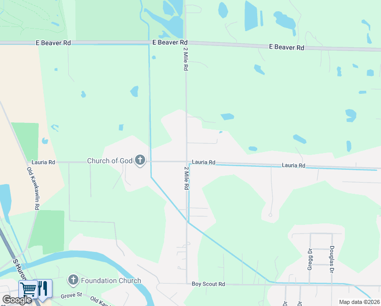 map of restaurants, bars, coffee shops, grocery stores, and more near 3001-3199 Lauria Rd in Bay City