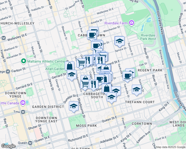 map of restaurants, bars, coffee shops, grocery stores, and more near 330 Berkeley Street in Toronto