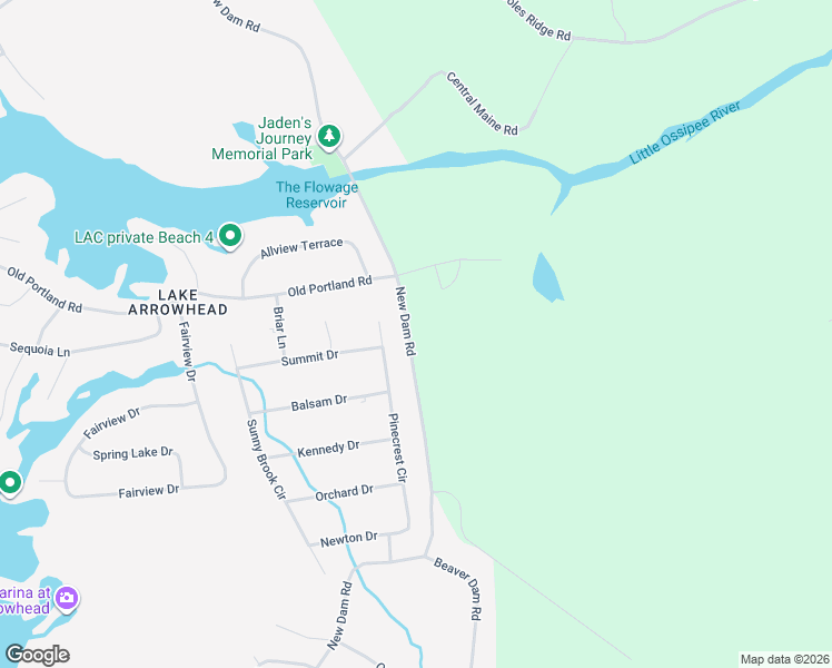 map of restaurants, bars, coffee shops, grocery stores, and more near 283 New Dam Road in Waterboro