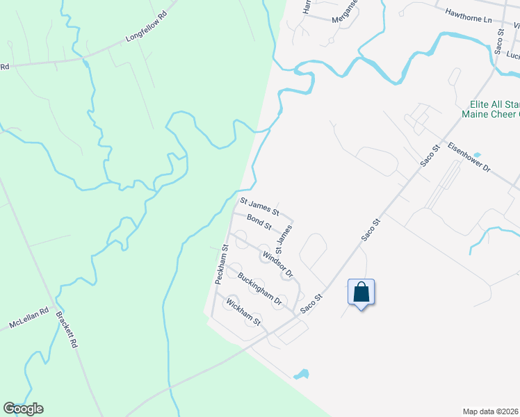 map of restaurants, bars, coffee shops, grocery stores, and more near 64 Saco Street in Westbrook