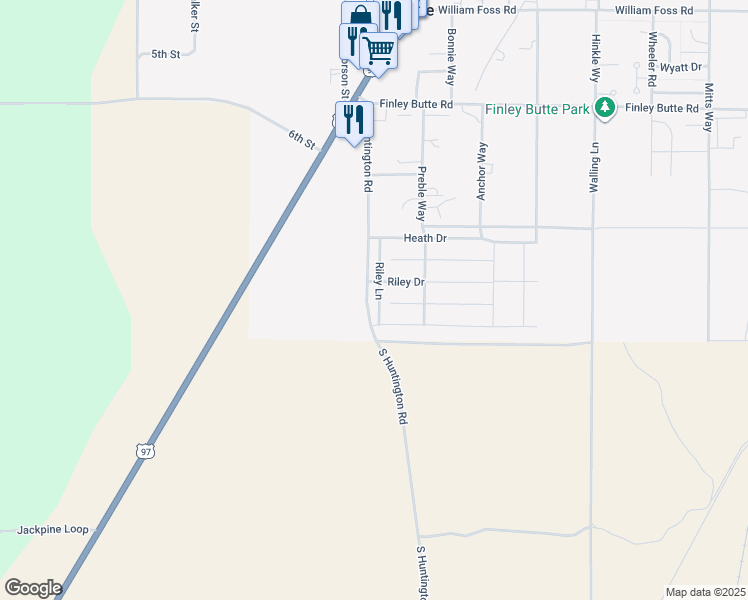 map of restaurants, bars, coffee shops, grocery stores, and more near 16422 Riley Drive in La Pine