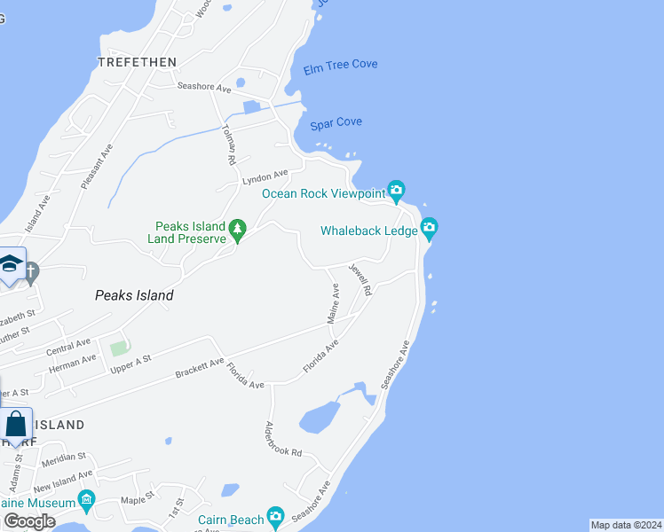map of restaurants, bars, coffee shops, grocery stores, and more near Massachusetts Avenue in Portland