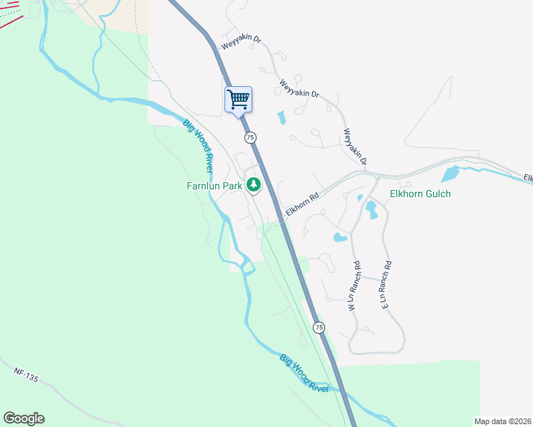 map of restaurants, bars, coffee shops, grocery stores, and more near Wood River Trails in Ketchum