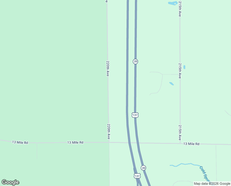 map of restaurants, bars, coffee shops, grocery stores, and more near 13324 220th Avenue in Big Rapids