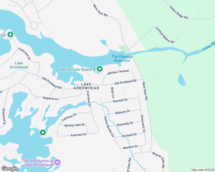 map of restaurants, bars, coffee shops, grocery stores, and more near 10 Old Portland Road in Lake Arrowhead