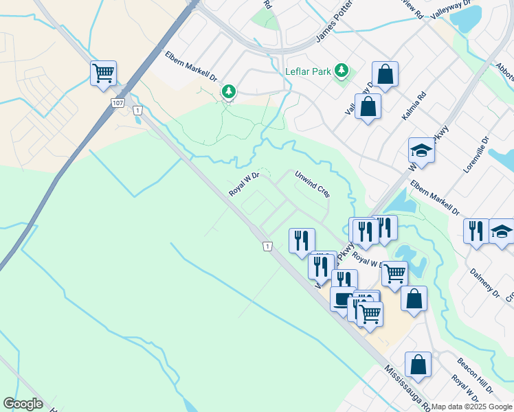 map of restaurants, bars, coffee shops, grocery stores, and more near 51 Germain Circle in Brampton