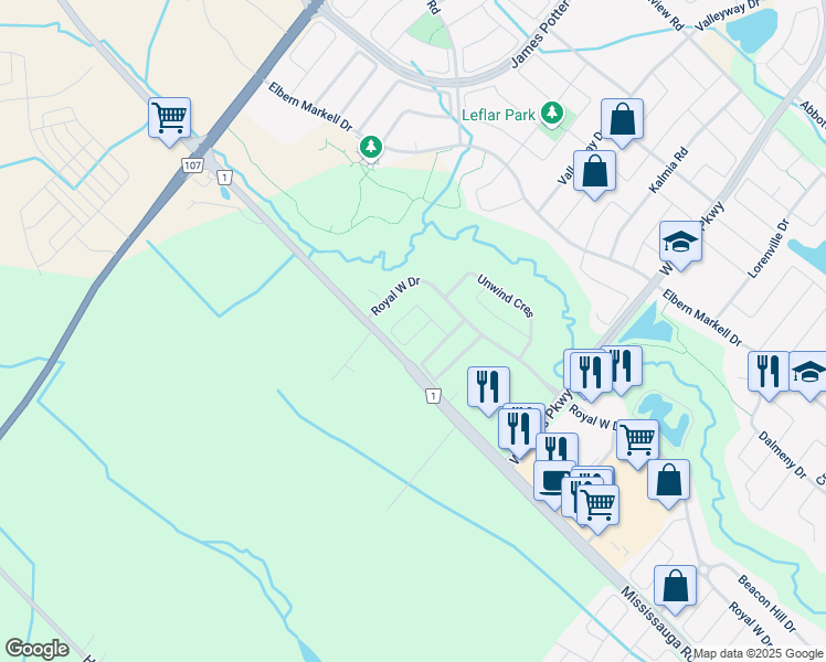 map of restaurants, bars, coffee shops, grocery stores, and more near 51 Germain Circle in Brampton