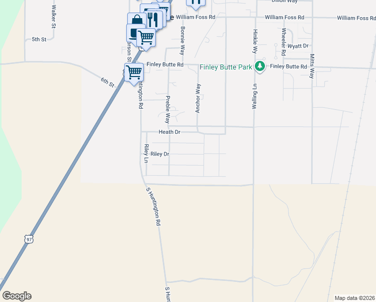 map of restaurants, bars, coffee shops, grocery stores, and more near 16484 Riley Drive in La Pine