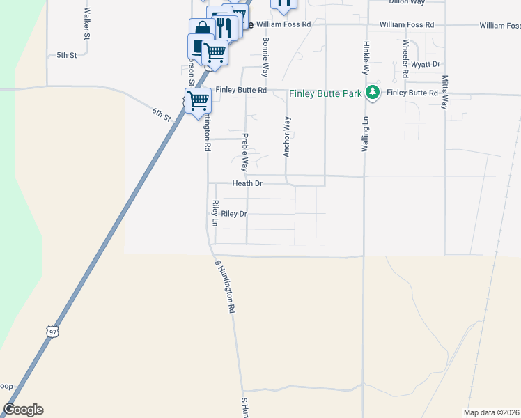 map of restaurants, bars, coffee shops, grocery stores, and more near 16468 Riley Drive in La Pine