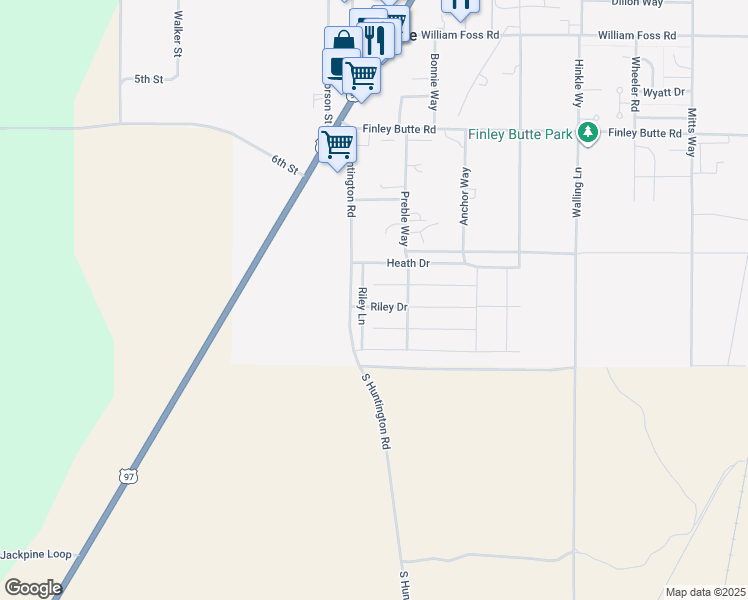 map of restaurants, bars, coffee shops, grocery stores, and more near 16422 Riley Drive in La Pine