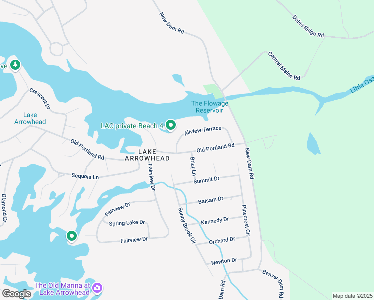map of restaurants, bars, coffee shops, grocery stores, and more near 10 Old Portland Road in Lake Arrowhead